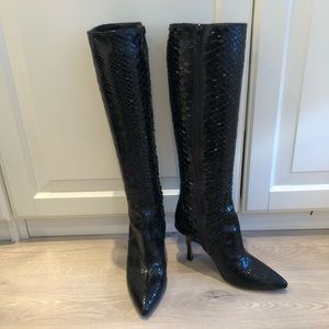 Anne Klein Snakeskin Knee High Boots